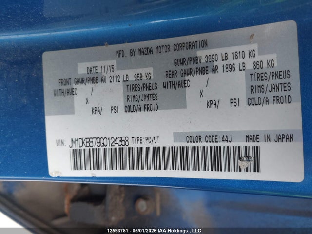 Aukcja sprzedaży 2016 Mazda Cx-3, vin: JM1DKBB79G0124358, numer aukcji: 12593781