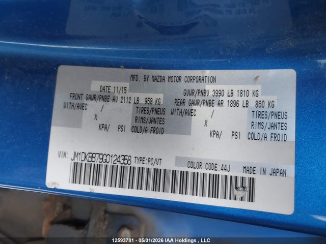 Aukcja sprzedaży 2016 Mazda Cx-3, vin: JM1DKBB79G0124358, numer aukcji: 12593781