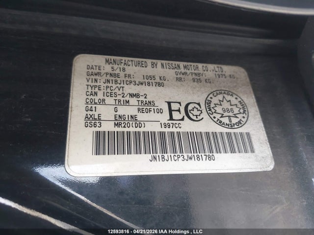 Aukcja sprzedaży 2018 Nissan Qashqai  S 4dr2wd, vin: JN1BJ1CP3JW181780, numer aukcji: 12593816