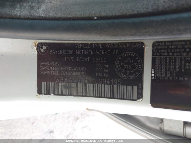 Продаж на аукціоні авто 2001 Bmw 330 I, vin: WBAAV53431JS94195, номер лоту: 12593819