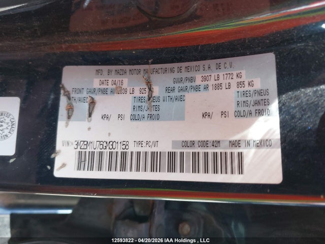 3MZBM1U76GM301158 Mazda 3 SPORT