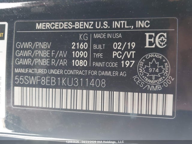 55SWF8EB1KU311408 Mercedes-Benz C 300 4matic