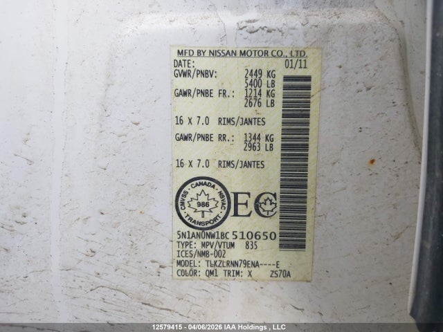 Aukcja sprzedaży 2011 Nissan Xterra X, vin: 5N1AN0NW1BC510650, numer aukcji: 12579415