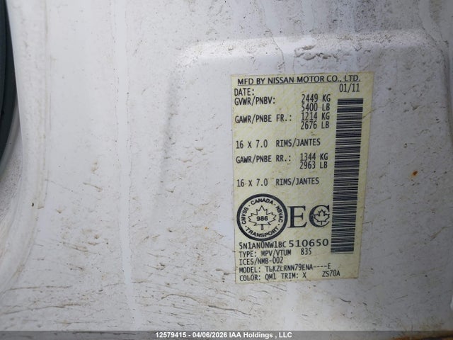 Aukcja sprzedaży 2011 Nissan Xterra X, vin: 5N1AN0NW1BC510650, numer aukcji: 12579415