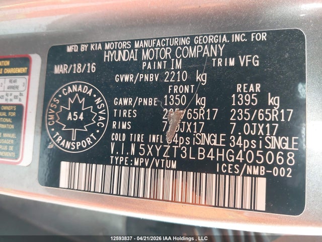 5XYZT3LB4HG405068 Hyundai SANTA FE SPORT