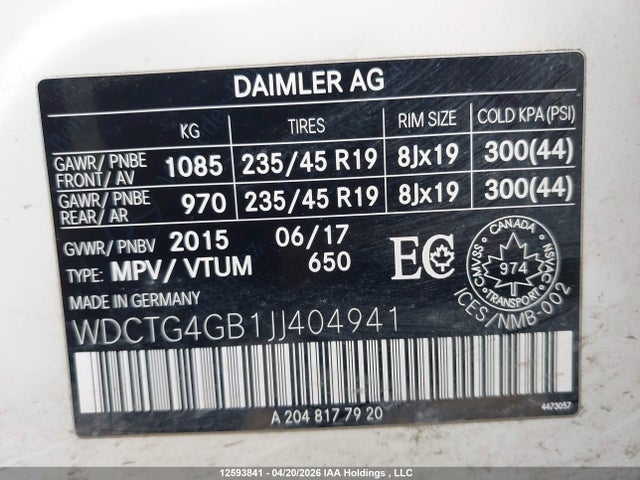 WDCTG4GB1JJ404941 Mercedes-Benz Gla 250 4matic