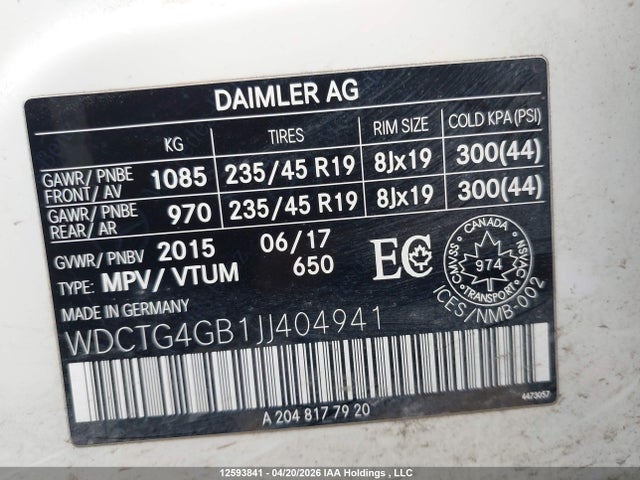 WDCTG4GB1JJ404941 Mercedes-Benz Gla 250 4matic
