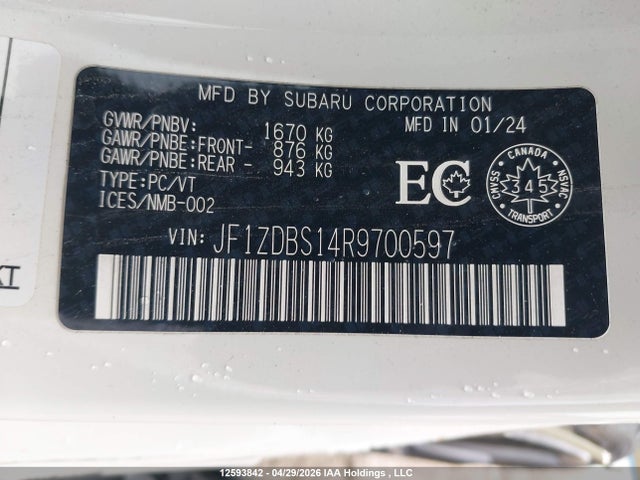 JF1ZDBS14R9700597 Subaru BRZ