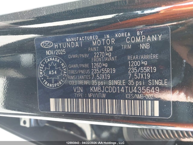 KM8JCDD14TU435649 Hyundai Tucson Sel Convenience