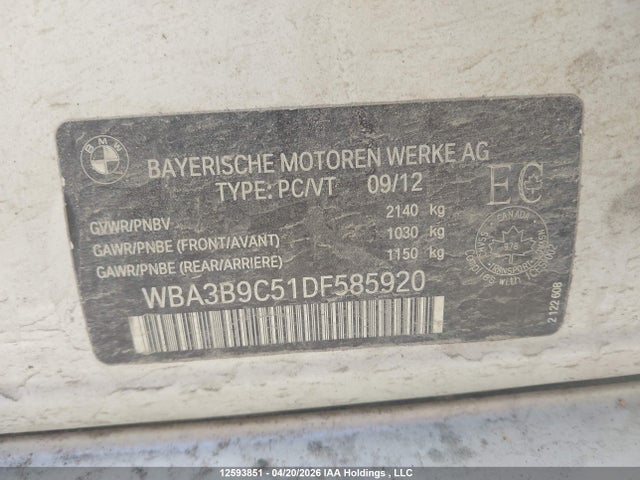 Продажа на аукционе авто 2013 Bmw 335 Xi, vin: WBA3B9C51DF585920, номер лота: 12593851