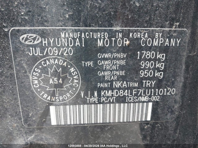 KMHD84LF7LU110120 Hyundai Elantra Sel/value/limited