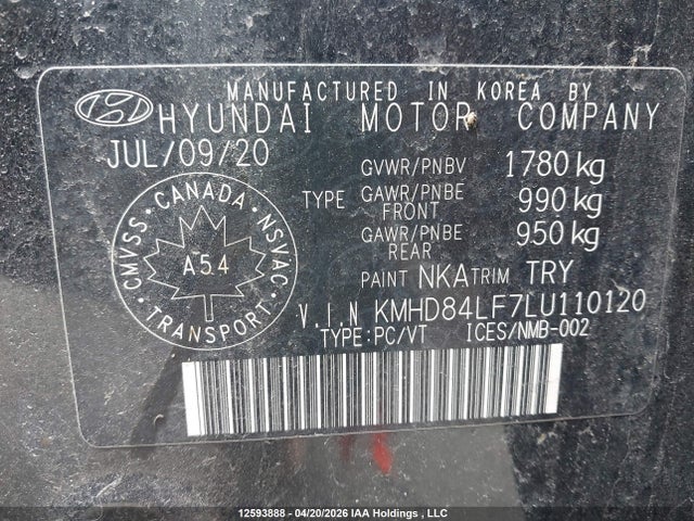 KMHD84LF7LU110120 Hyundai Elantra Sel/value/limited