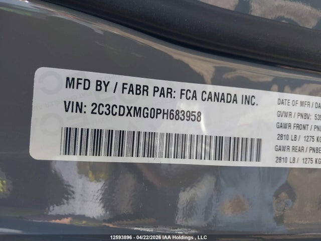 Aukcja sprzedaży 2023 Dodge Charger Gt, vin: 2C3CDXMG0PH683958, numer aukcji: 12593896