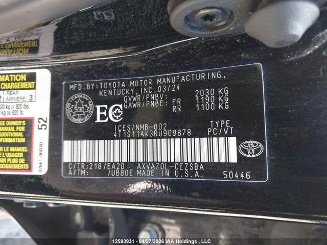 4T1S11AK3RU909878 Toyota CAMRY SE