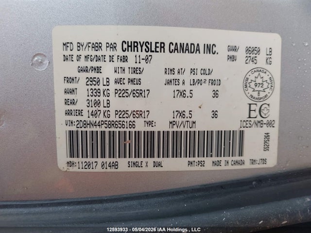 Продаж на аукціоні авто 2008 Dodge Grand Caravan Sxt, vin: 2D8HN44P58R656166, номер лоту: 12593933
