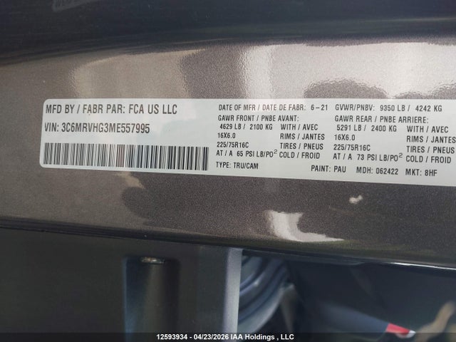 3C6MRVHG3ME557995 RAM Promaster 3500 High Roof 159 In. Wb