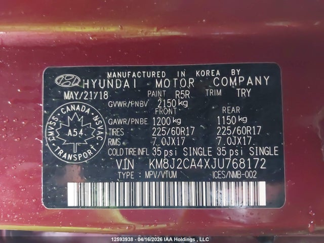 KM8J2CA4XJU768172 Hyundai TUCSON SE