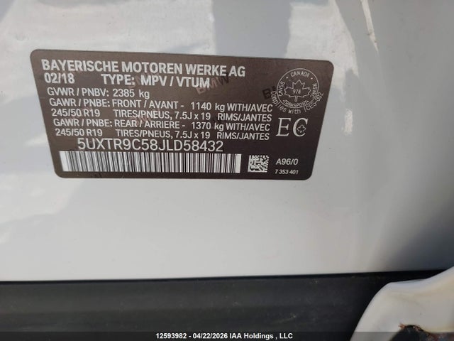 5UXTR9C58JLD58432 BMW X3 Xdrivem40i