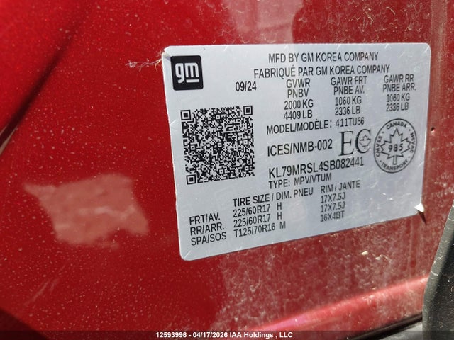KL79MRSL4SB082441 Chevrolet Trailblazer Lt Awd
