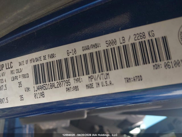 Продажа на аукционе авто 2010 Jeep Wrangler Sahara, vin: 1J4AA5D18AL207795, номер лота: 12594028