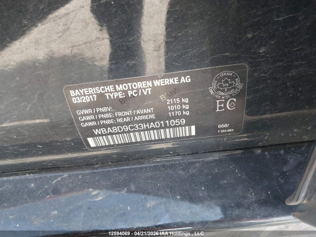 Aukcja sprzedaży 2017 Bmw 330 Xi, vin: WBA8D9C33HA011059, numer aukcji: 12594069