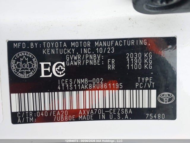4T1S11AK8RU861195 Toyota CAMRY SE