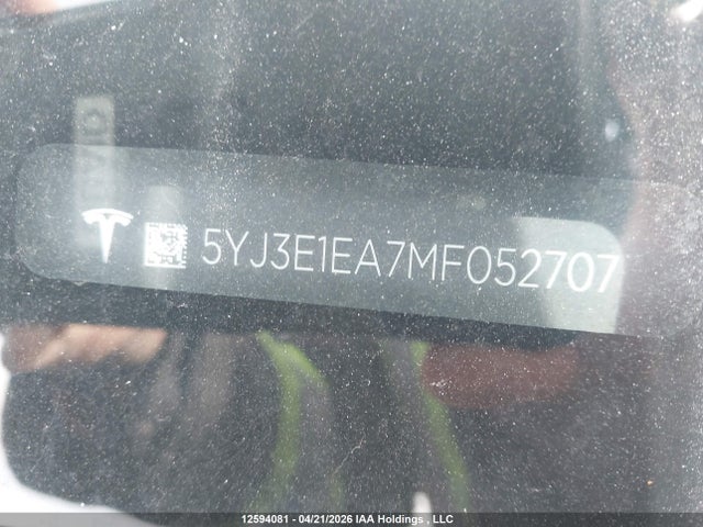 Aukcja sprzedaży 2021 Tesla Model 3 Standard Range/standard Range Plus, vin: 5YJ3E1EA7MF052707, numer aukcji: 12594081