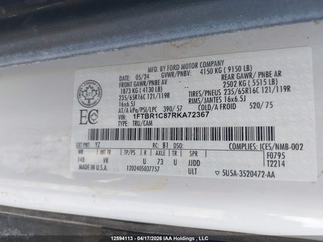 1FTBR1C87RKA72367 Ford Transit T-250