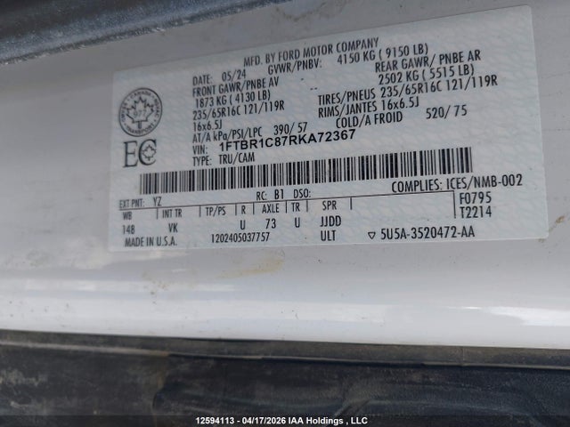 1FTBR1C87RKA72367 Ford Transit T-250