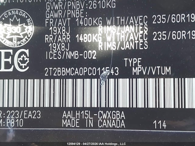 Продажа на аукционе авто 2023 Lexus Rx 350h, vin: 2T2BBMCA0PC011543, номер лота: 12594129