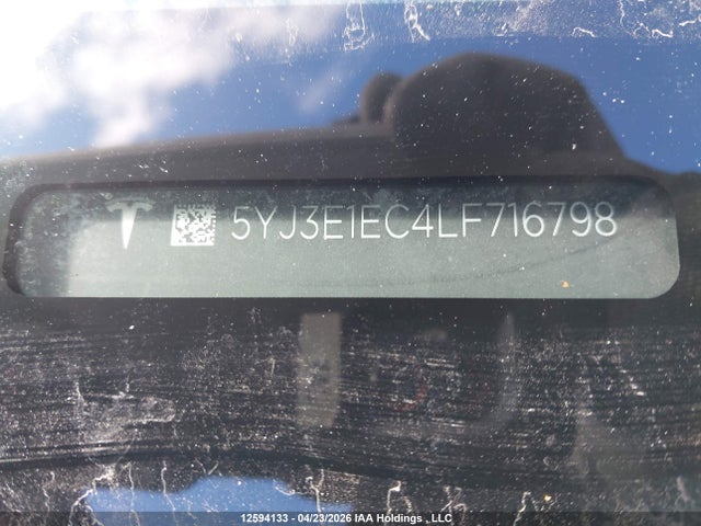 12594133 :رقم المزاد ، 5YJ3E1EC4LF716798 vin ، 2020 Tesla Model 3 Performance مزاد بيع