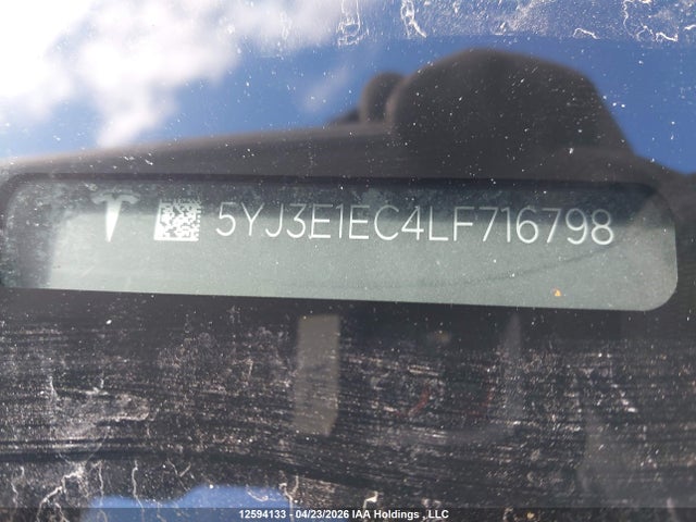 12594133 :رقم المزاد ، 5YJ3E1EC4LF716798 vin ، 2020 Tesla Model 3 Performance مزاد بيع