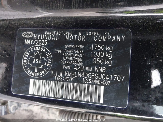 KMHLN4DG8SU041707 Hyundai Elantra