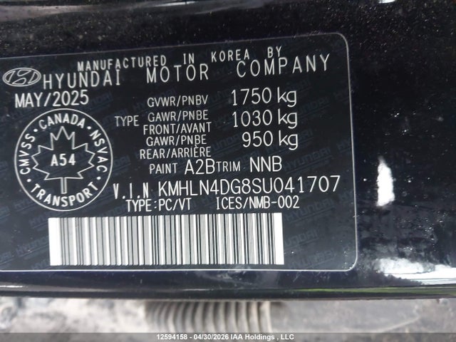 KMHLN4DG8SU041707 Hyundai Elantra