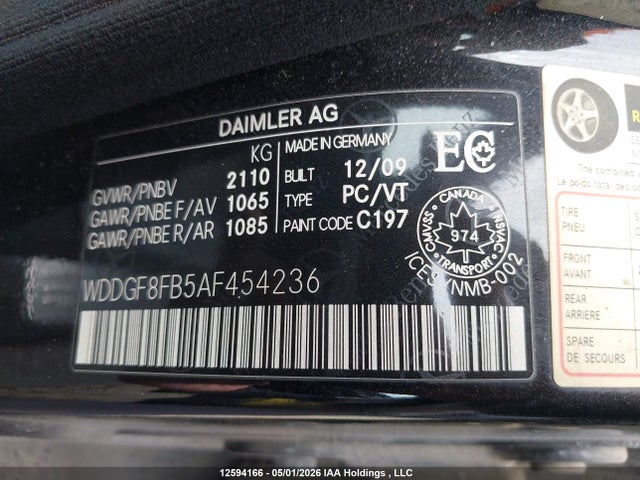 Aukcja sprzedaży 2010 Mercedes-benz C 250 4matic, vin: WDDGF8FB5AF454236, numer aukcji: 12594166
