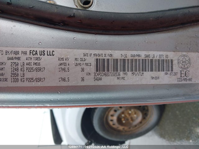 Dodge JOURNEY SE 2016 3C4PDCAB2GT232536 Image 9