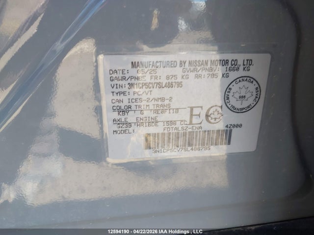 3N1CP5CV7SL486795 Nissan Kicks Play Sv