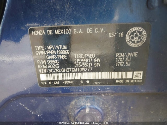 3CZRU6H37GM109277 Honda HR-V