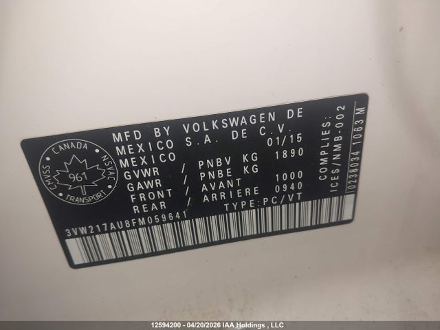 3VW217AU8FM059641 Volkswagen Golf