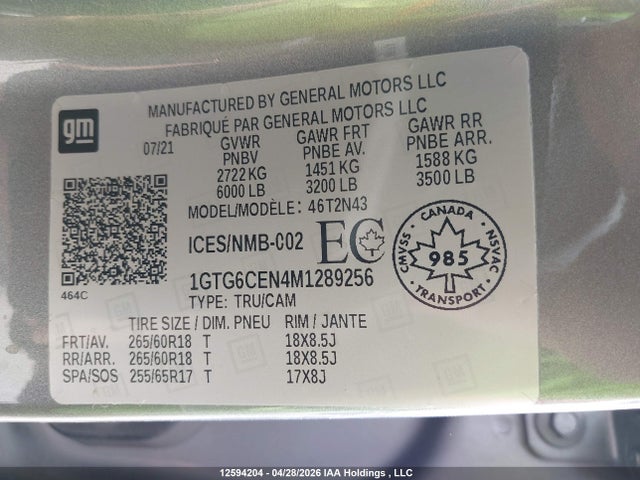 1GTG6CEN4M1289256 GMC Canyon Elevation