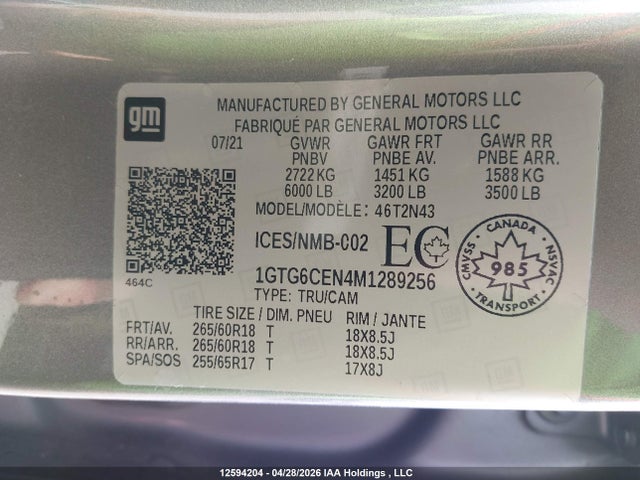 1GTG6CEN4M1289256 GMC Canyon Elevation