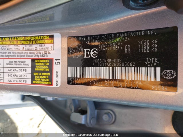 4T1G11AK2RU905682 Toyota Camry Se Night Shade/se