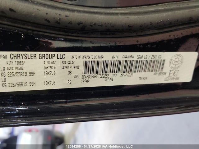 12594206 :رقم المزاد ، 3C4PDDFG2FT522252 vin ، 2015 Dodge Journey R/t مزاد بيع