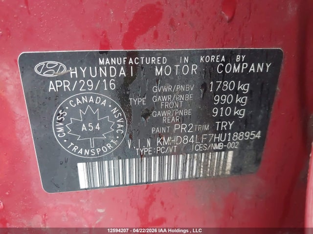 Продаж на аукціоні авто 2017 Hyundai Elantra Se/value/limited, vin: KMHD84LF7HU188954, номер лоту: 12594207