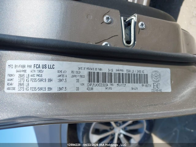 1C4PJMJX1KD318154 Jeep Cherokee Overland