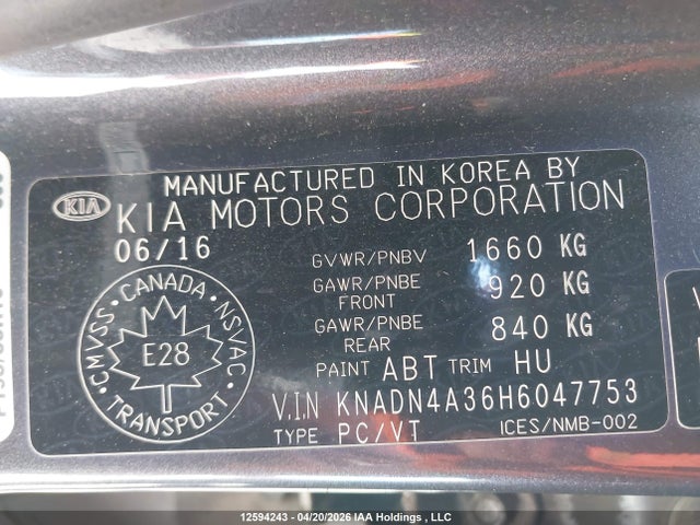 Aukcja sprzedaży 2017 Kia Rio, vin: KNADN4A36H6047753, numer aukcji: 12594243