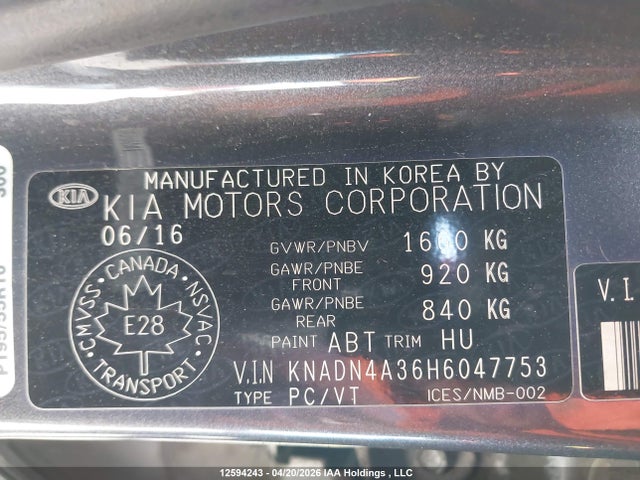 Aukcja sprzedaży 2017 Kia Rio, vin: KNADN4A36H6047753, numer aukcji: 12594243