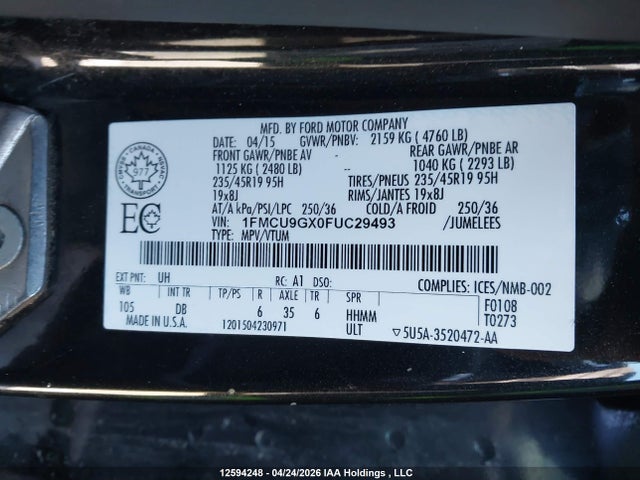 1FMCU9GX0FUC29493 Ford ESCAPE SE