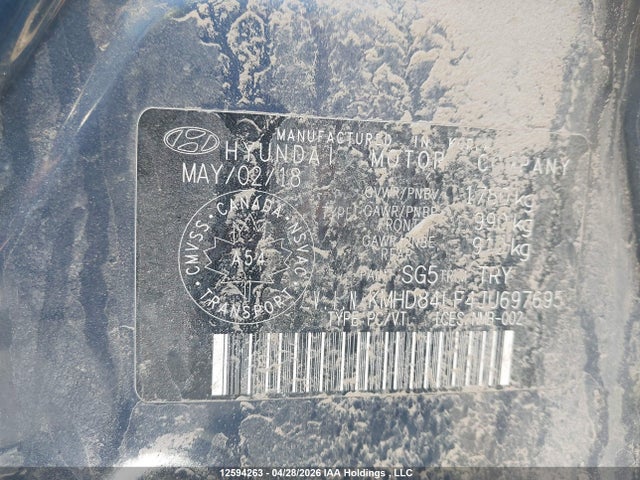 12594263 :رقم المزاد ، KMHD84LF4JU697695 vin ، 2018 Hyundai Elantra Gl مزاد بيع