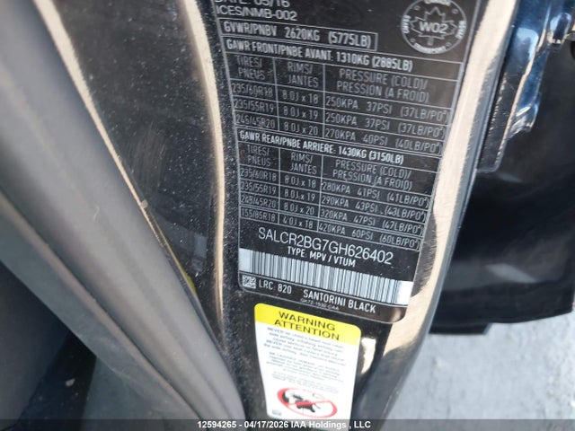 SALCR2BG7GH626402 Land Rover Discovery Sport Hse